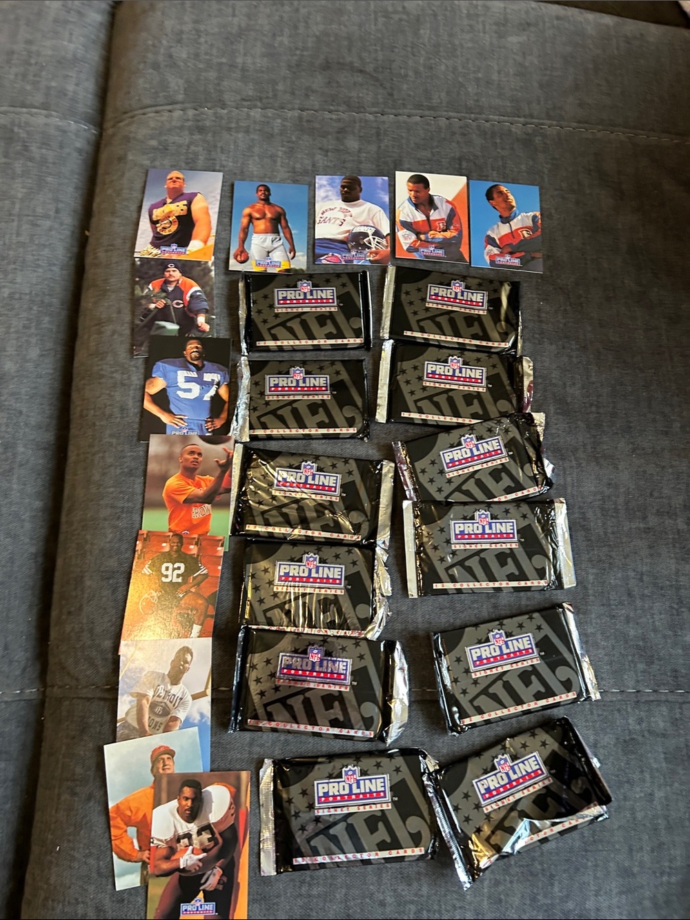 Pro Line Black Football Trading Card Pack Lot of 12 - Vintage Collector Cards